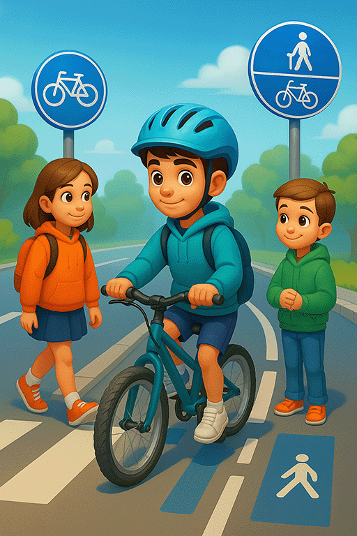 Verhalten auf Fahrbahn und Radweg Image